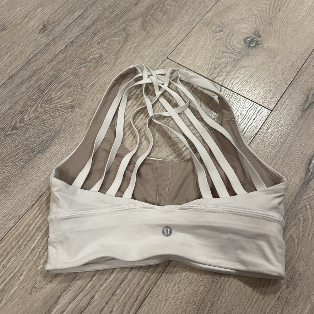 Used Lululemon Size 6 Energy Longline Bra WHT White H03